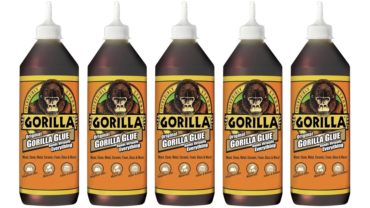 Gorilla Original Waterproof Polyurethane Glue, 36 ounce Bottle, Brown, (Pack of 5)