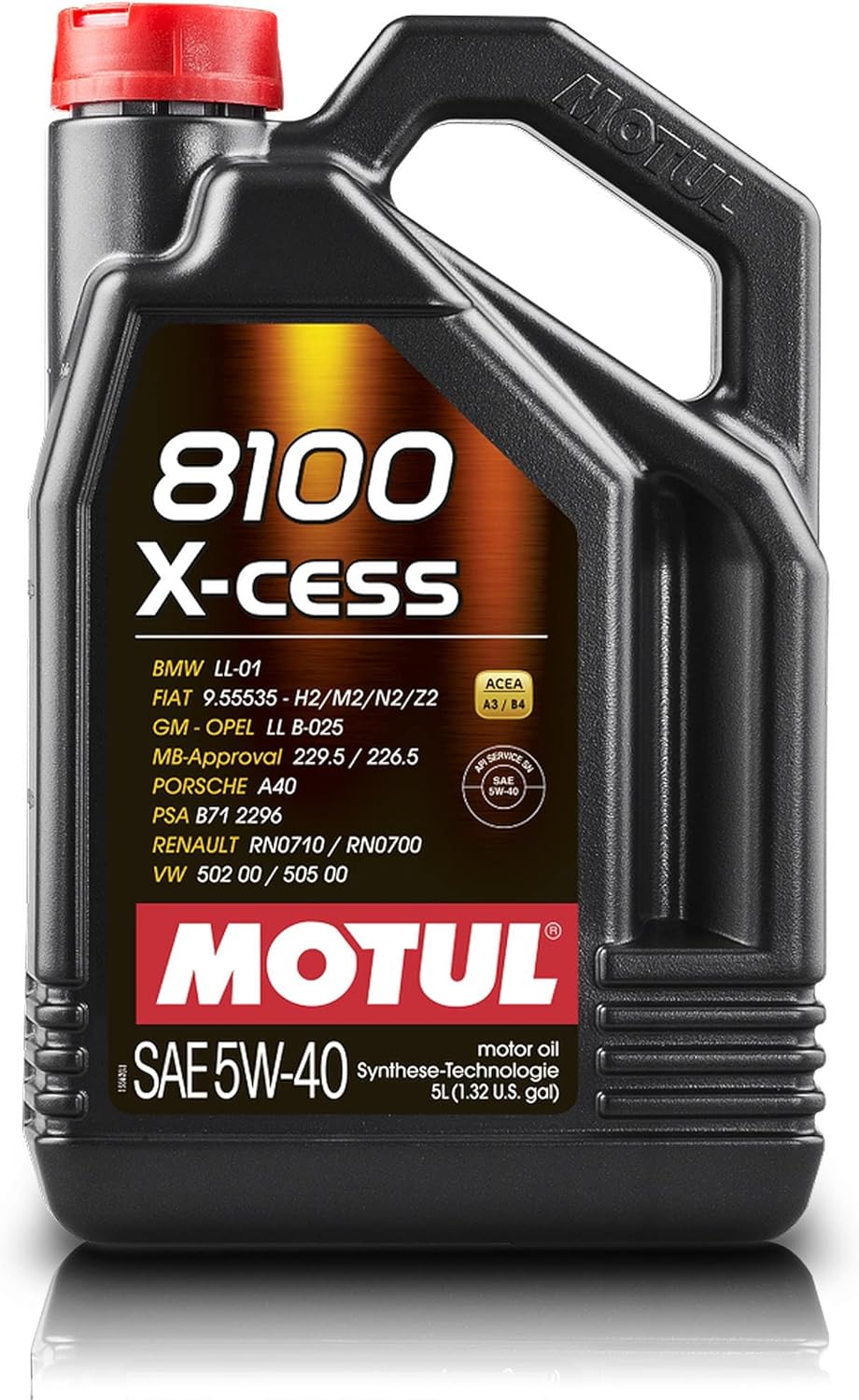 Motul 102870 | Motul 8100 X-cess 100% Synthetic Engine Oil for Petrol & Diesel Vehicles | Fully Synthetic Car Engine Oil | SAE J 300, 5W-40 | 5 Litres