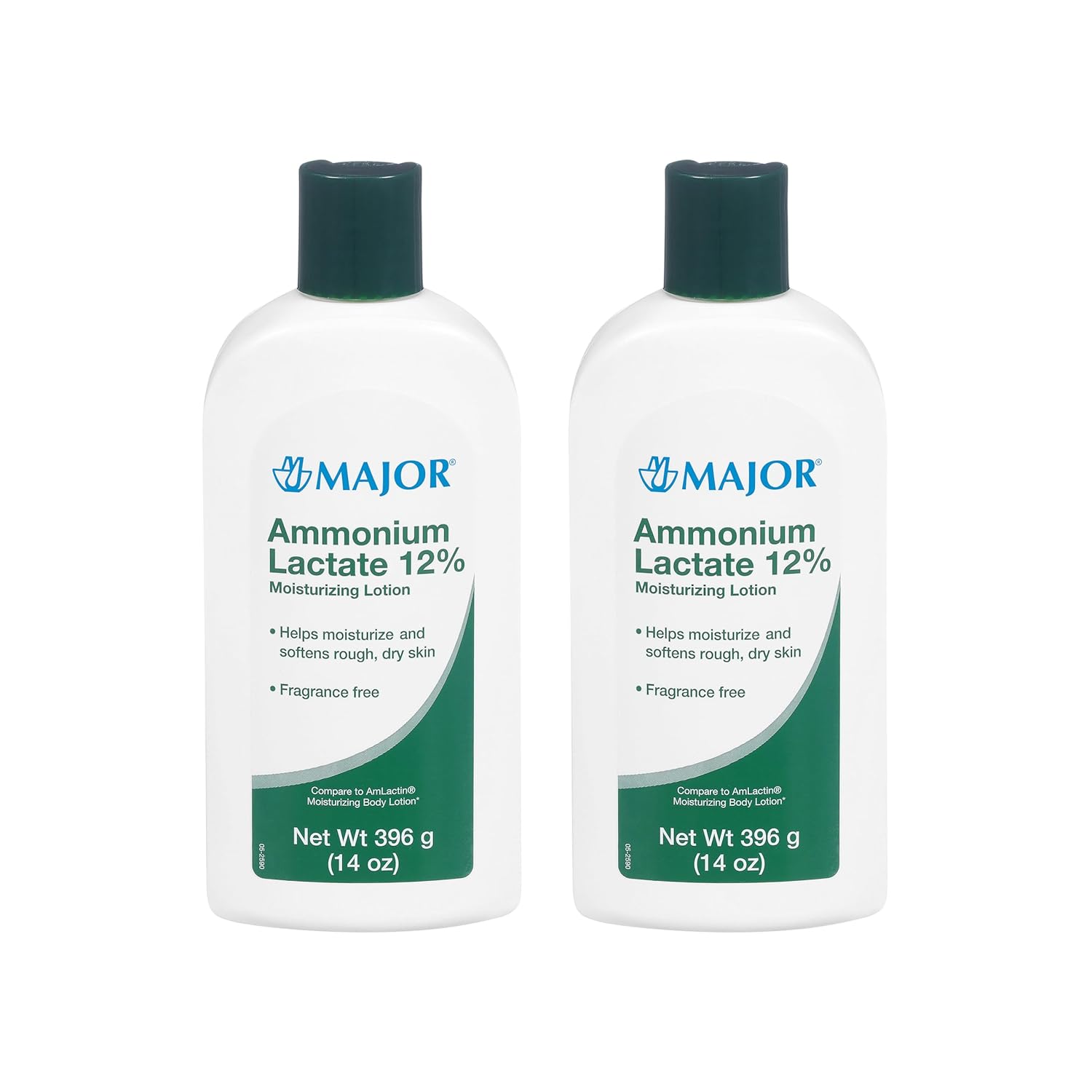 Major Ammonium Lactate 12% Moisturizing Lotion - Lactic Acid Lotion - Helps Moisturize and Soften Rough, Dry Skin - Daily Body Lotion - Fragrance-Free - 14 Oz (2 Pack)