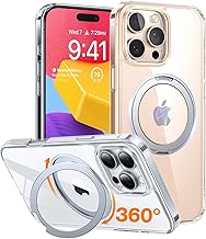 TORRAS Upgraded 360°Rotatable Magnetic Ring for iPhone 16 Pro Max Case, Fit for MagSafe with Stand & Ring Holder, 16FT Mil- Grade Shockproof Translucent for iPhone 16 Pro Max Phone Case Ostand, Clear