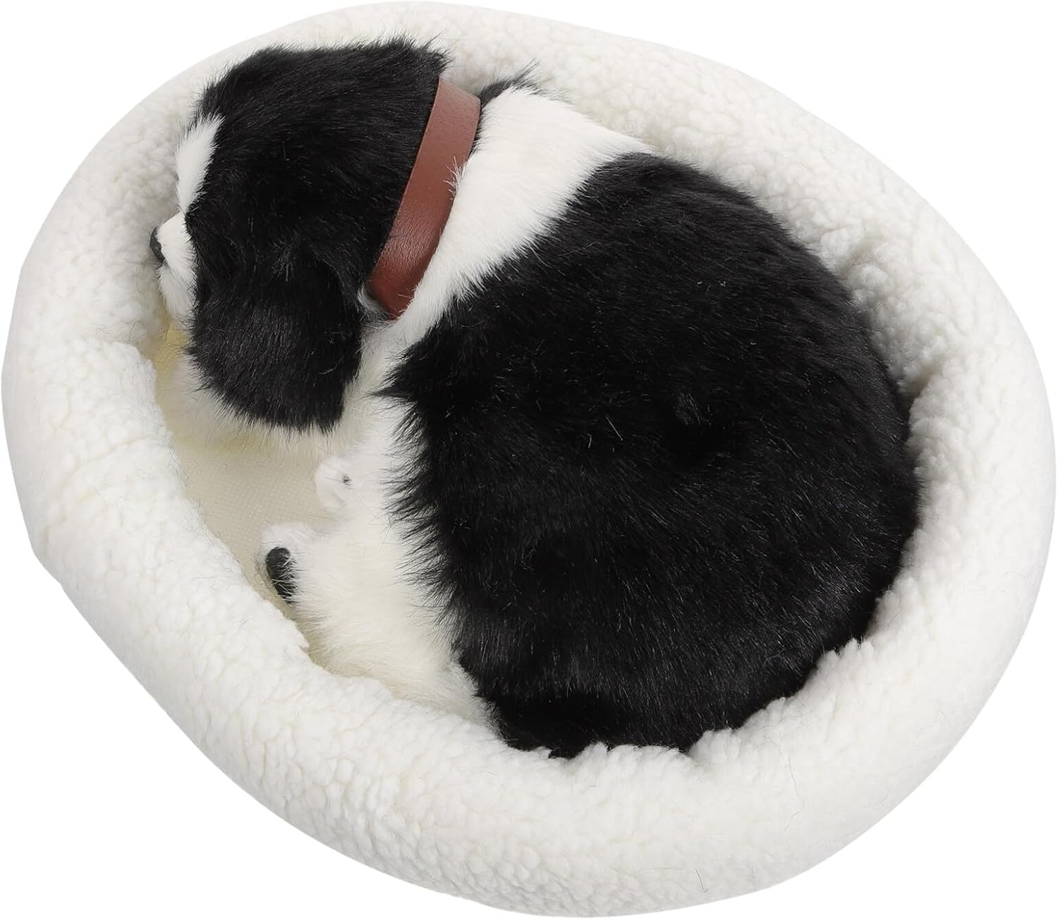 Alipis Sleeping Dog Toy Breathing Dog Plush Stuffed Animal Sleeping Puppy Animal Interactive Realistic Toy Dog Mimics on Pad Office Car Decor for Kids Toddlers Birthday