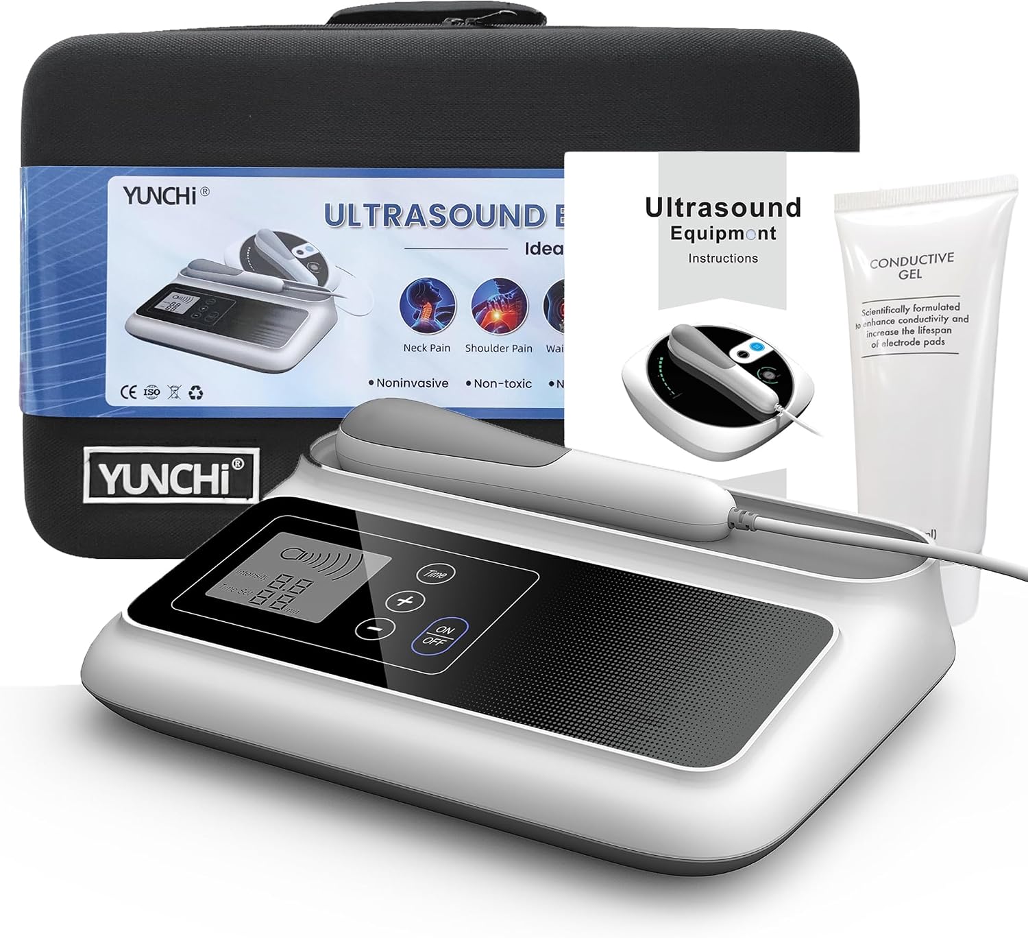 Ultrasound Therapy Machine 1MHz Portable Massage Device for Pain Relief, 5-Level Adjustment Gears, Ultrasonic Physiotherapy Massager Device for Home Use (White 01)