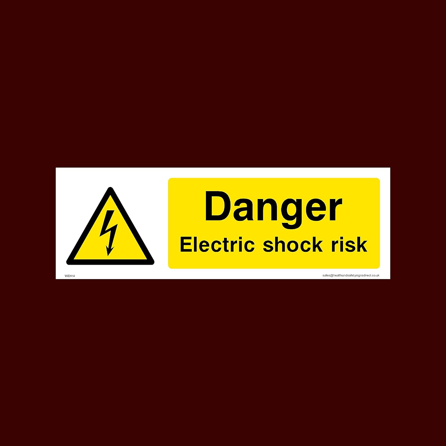 Danger Electric Shock Risk Sticker/Self Adhesive Sign (WEH14) - Electric Hazard, Voltage, Danger of Death, Cables, Wires, Electric Fence