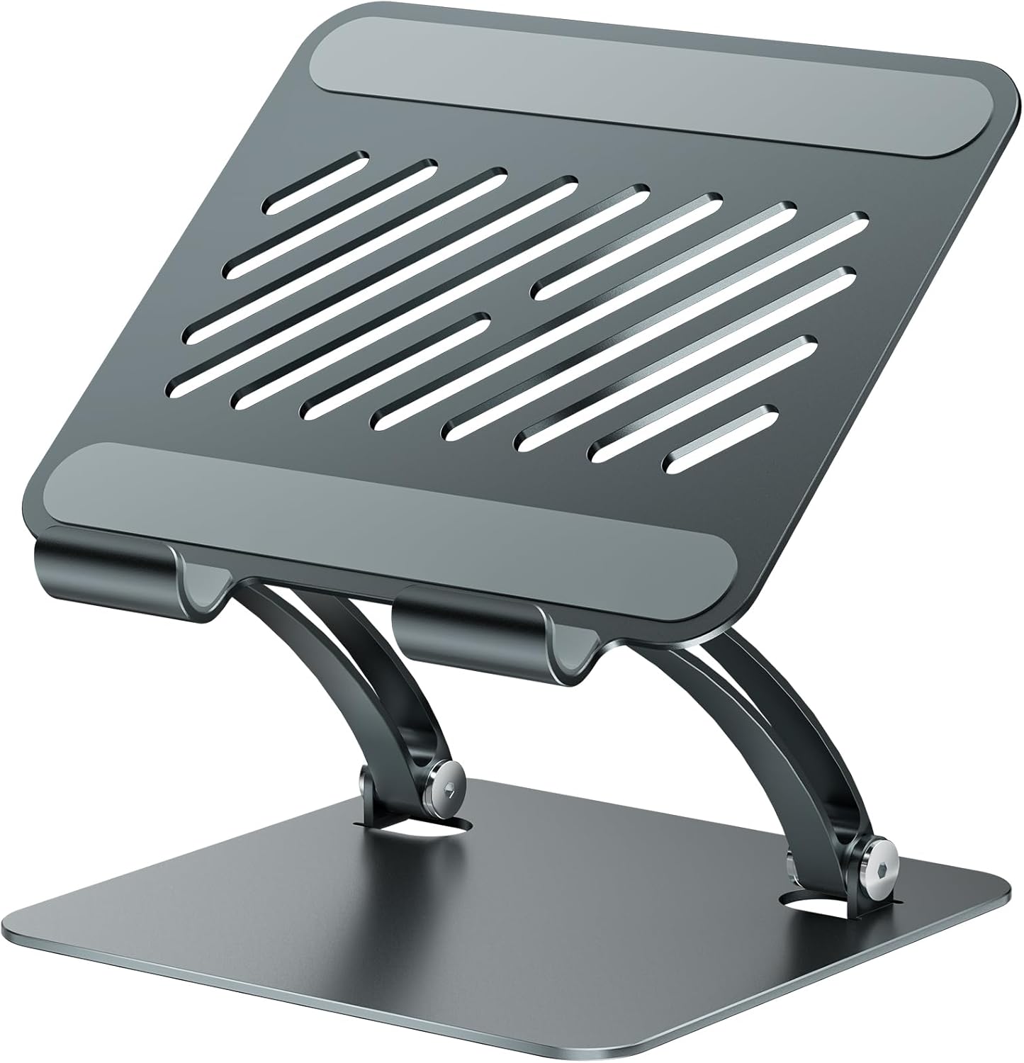 tounee Tablet Holder Stand, Dual Rod Adjustable Aluminum Desktop Stand, Compatible with 4.7-16.5" iPads, Surface Tablets, Portable Monitors, Kindle & More (Gray)