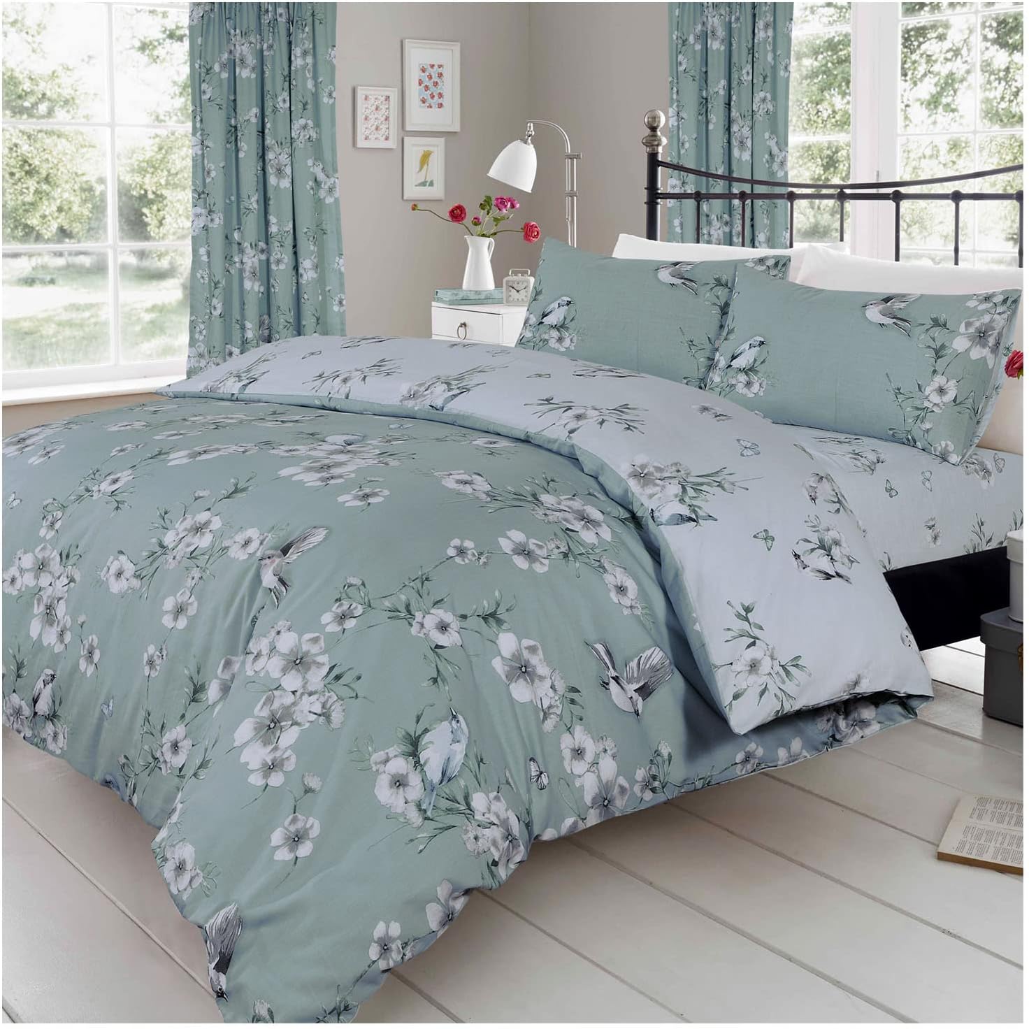 GC GAVENO CAVAILIA Duvet Cover With Pillow Cases - Polycotton Quilt Cover - Bedding Set King Size- Duck Egg