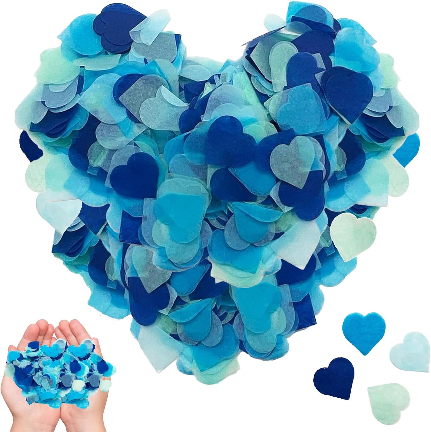 12000 Pieces Blue Biodegradable Confetti, 80g Wedding Confettis, Heart Shaped Paper Confetti Biodegradable, Table Confettis for Weddings, Anniversary, Party Decorations