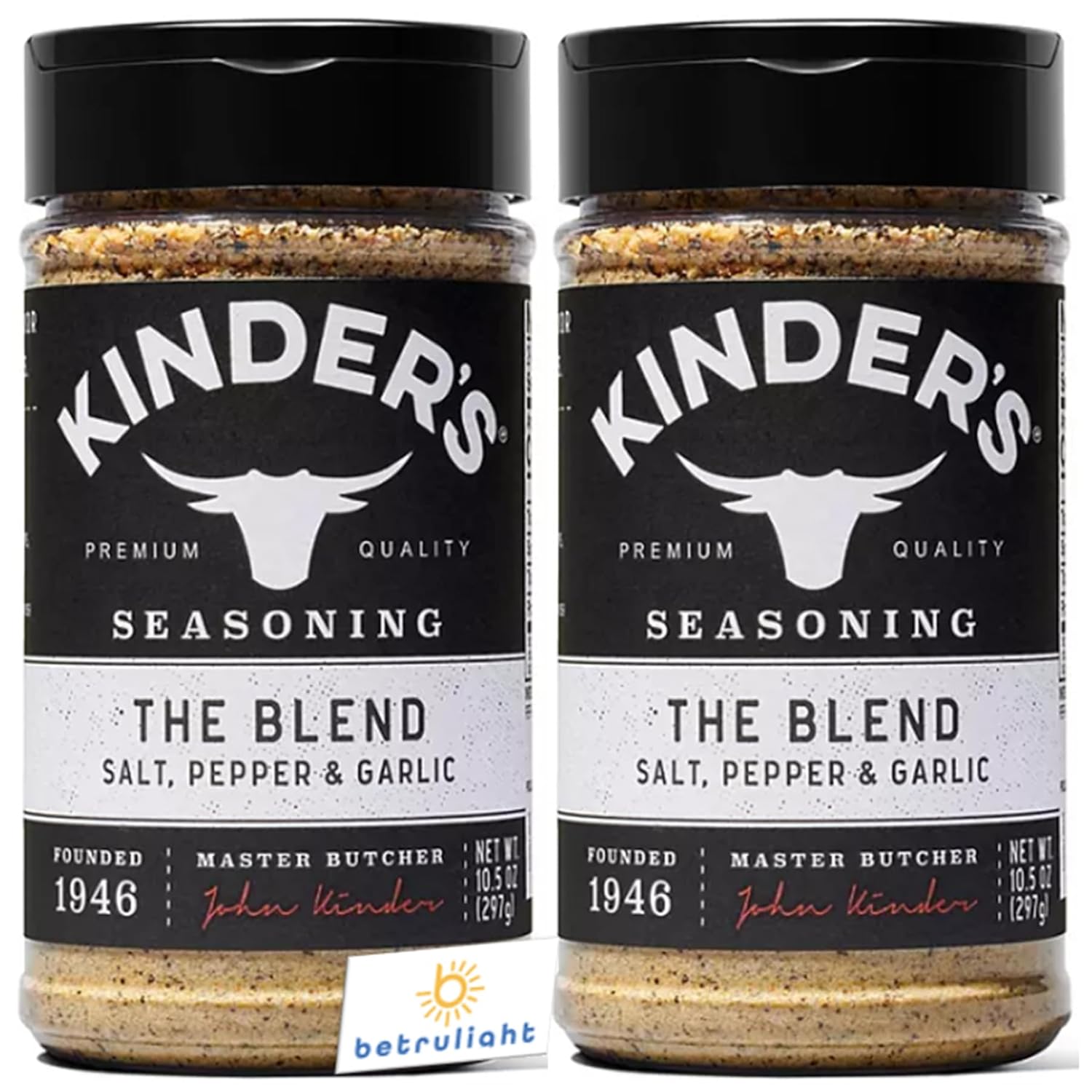 Kinders The Blend Seasoning is gluten free, non-GMO, and no added MSG Kinder's The Blend Seasoning Salt, Pepper and Garlic (10.5 oz.) Bundled with BETRULIGHT Fridge Decal – 2 Pack (The Blend)