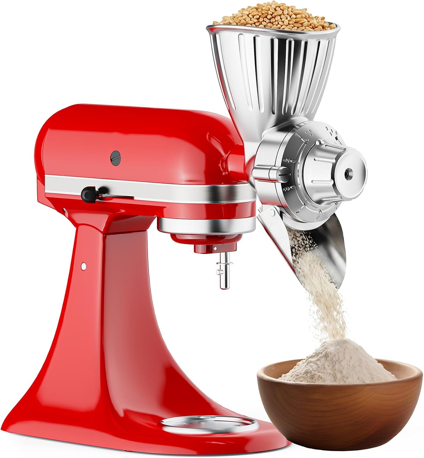 FOCOLLK Grain Mill Attachment for KitchenAid, 9 Levels Flour Mill Grinder