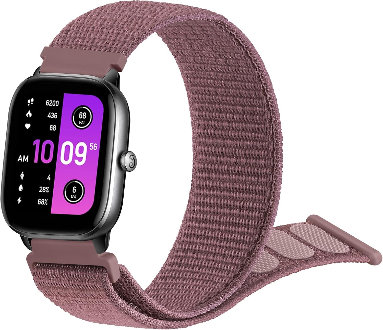 Straps Compatible with Amazfit GTS 4 Mini/ GTS 2 Mini/GTS 4/GTS 3/GTS 2/GTS 2e,20mm Soft Elastic Nylon Strap Replacement Wristband for Amazfit Bip 3 Pro/Bip 3/Bip U Pro/Bip Lite/Bip S(Smoke Purple)