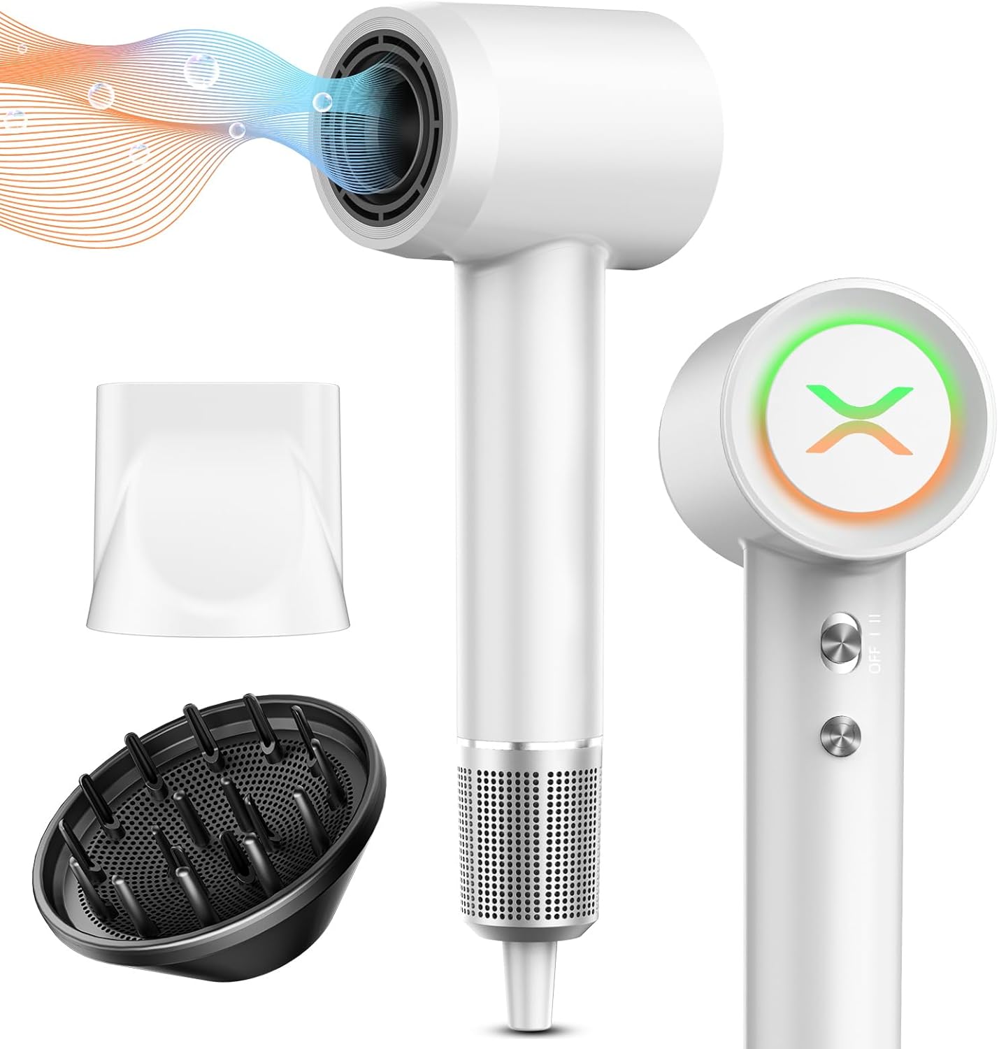 Hair Dryer, Reteven High Speed Ionic Hair Dryer with Diffuser, 150000 RPM Brushless Motor Blow Dryer for Curly Straightener Hair, Thermo-Control Hairdryer for Women Home