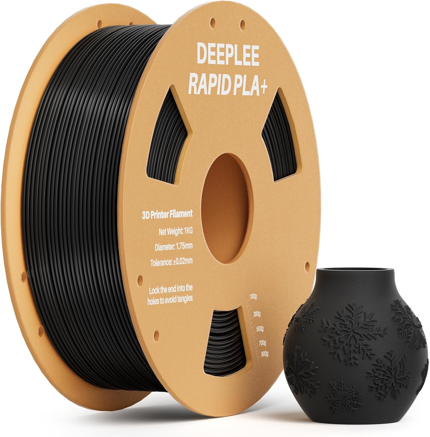 DEEPLEE Rapid PLA Plus Filament 1.75mm Black 1kg, High Speed 3D Printer Filament Up to 600mm/s, PLA+ 3D Printing Material Fits Most FDM 3D Printers
