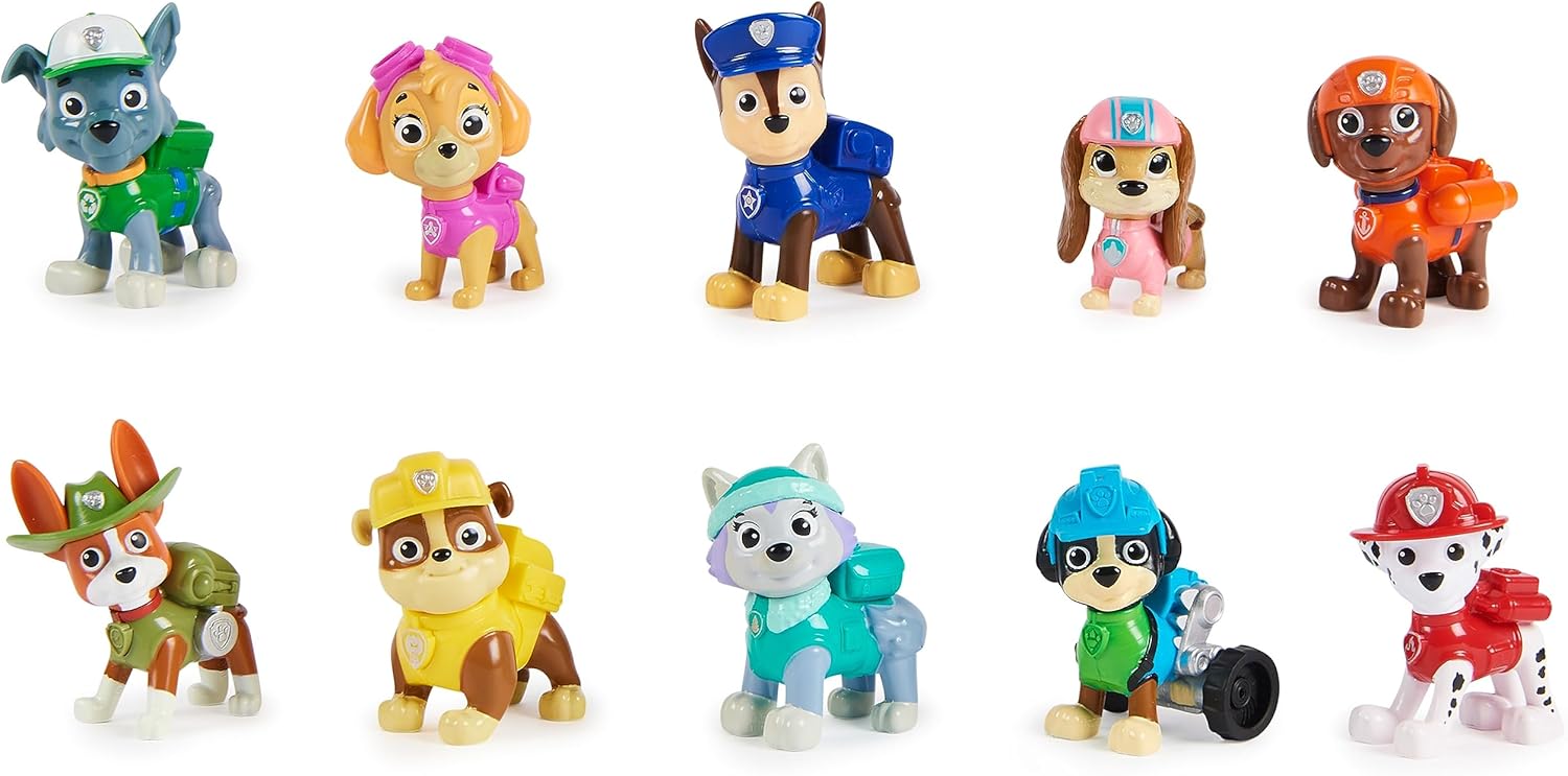 Paw Patrol, 10th Anniversary, All Paws On Deck Toy Figures Gift Pack with 10 Collectible Action Figures, Kids' Toys for Ages 3 and up
