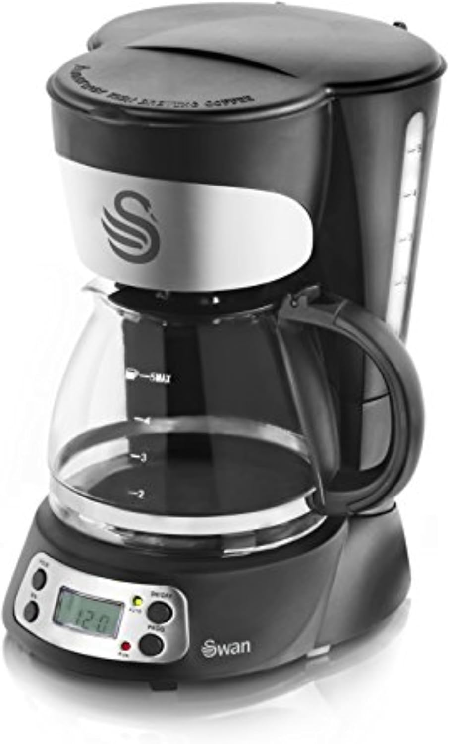 Swan SK13130N Programmable Coffee Maker with Keep Warm Function, LCD Timer, 750ml, 700W, Black