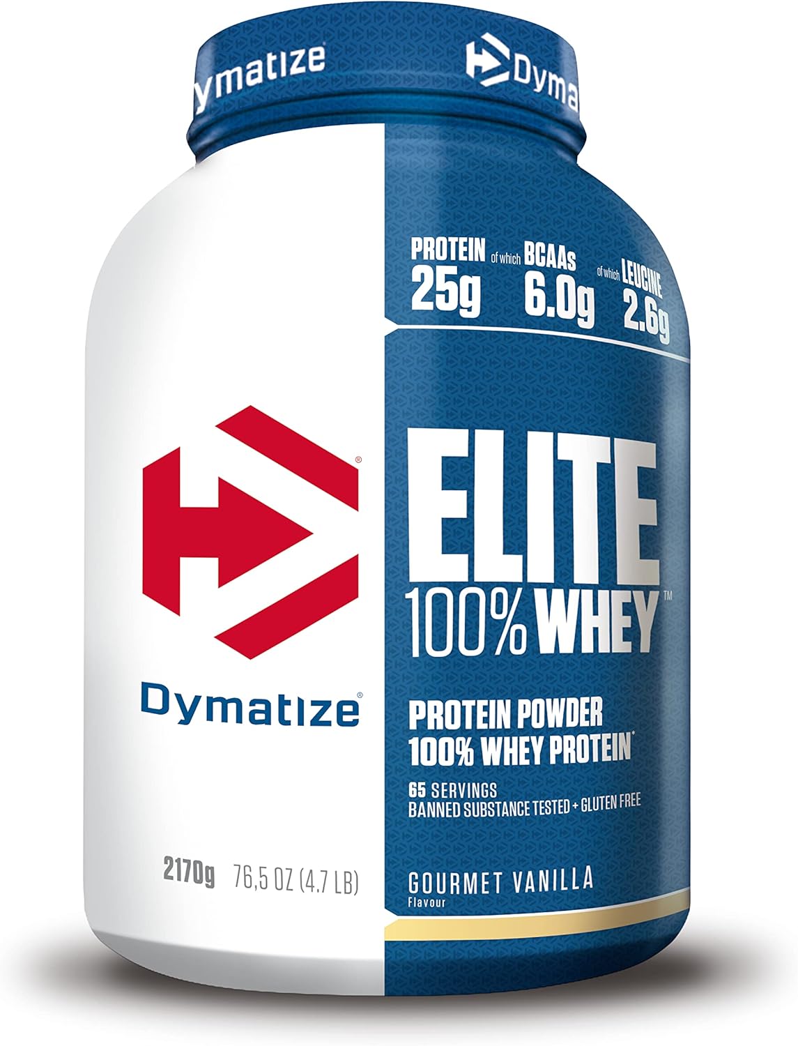Dymatize Elite 100% Whey Gourmet Vanilla 2170g - High Protein Low Sugar Powder + Whey Protein and BCAAs