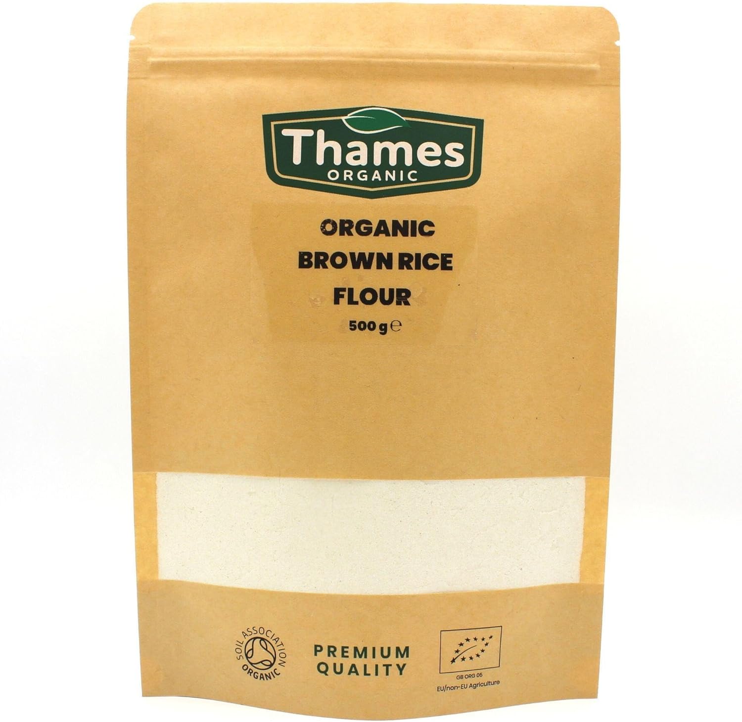 Organic Brown Rice Flour 500g - 100% Pure & Natural Flour - No Additives, No Preservatives - Vegan, Non-GMO, Certified Organic - Great for Baking, Cooking, - Thames Organic