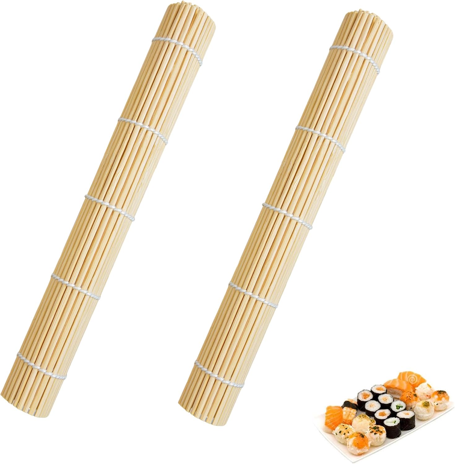 LIYANHU Iyanhu 2 Pcs Sushi Mat, Sushi Rolling Mat, Sushi Rolling Mat, Sushi Roller, DIY Sushi Roller Mold Making Assistant (for Beginners), Rolling Mat