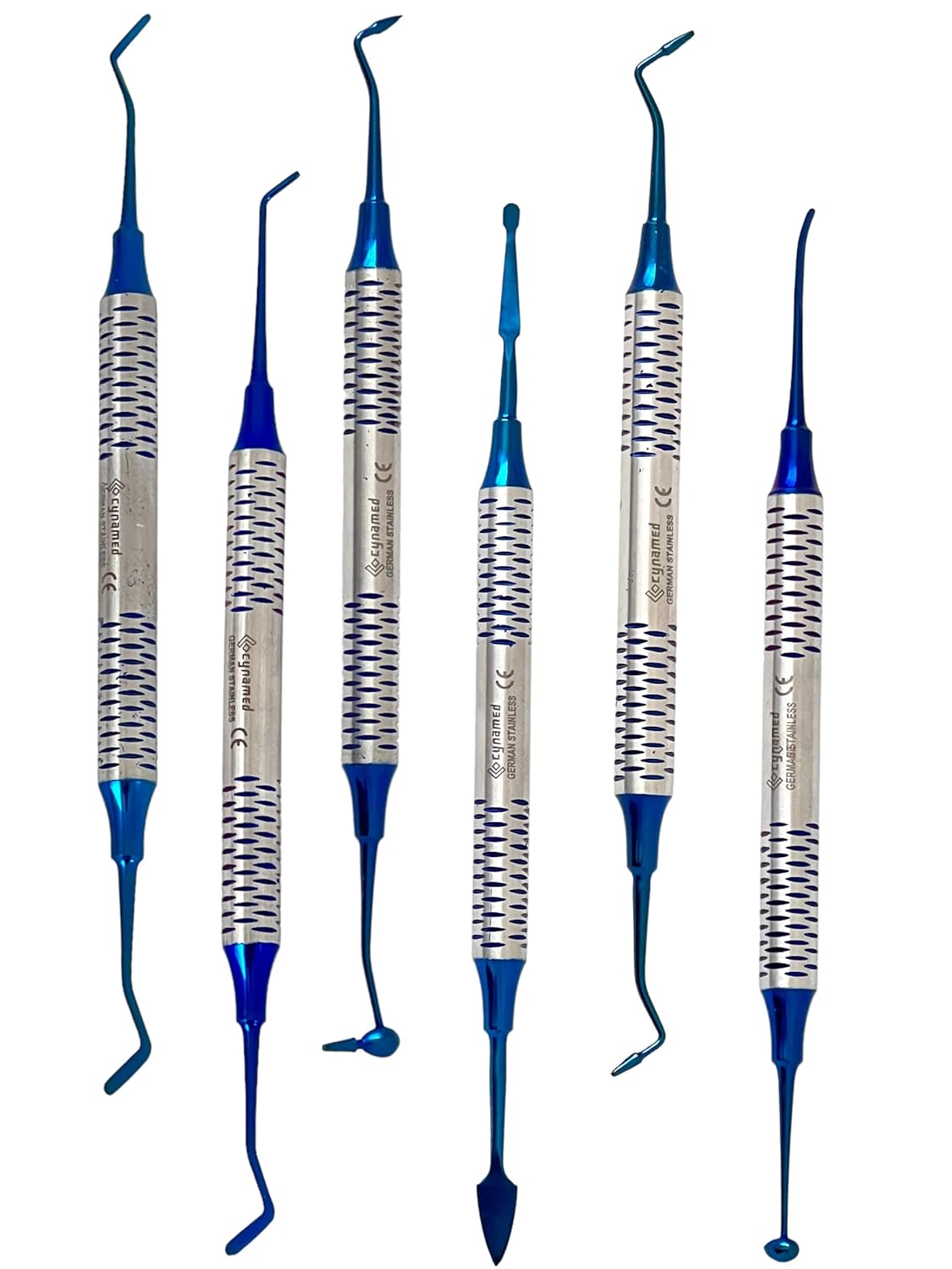 German Stainless-Dental Composite Resin Filled Scraper Non Stick Filling Instruments Kit-Dental Filling Spatula,Double Headed Dental Restoration Tool Blue Titanium