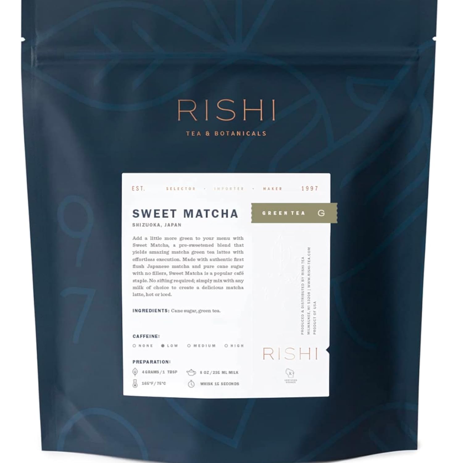 Rishi Tea Sweet Matcha - Organic Japanese Sweetened Green Tea Powder for Cafe-Quality Matcha Drinks, Hot or Iced - 35.2 Ounces, 250+ Servings