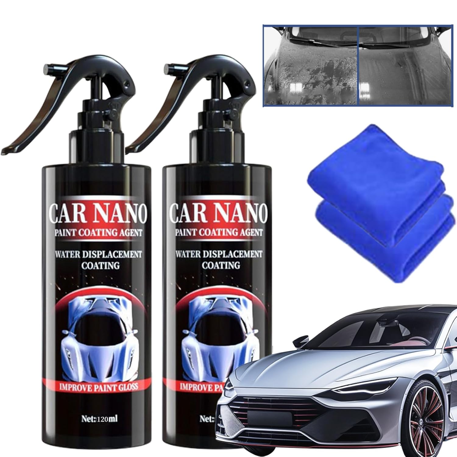 Car Scratch Removal Spray, 2025 Car Nano Paint Coating Agent, 2PC Car Polish Car Body Scratch Remover Kit, Fast Repair Scratches Repairing Polish Spray