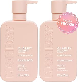 MONDAY HAIRCARE Clarify Shampoo and Conditioner Set 12oz for Oily Hair, Made with Grapefruit Extract, Coconut Oil, Shea Butter, Vitamin E and Provitamin B5