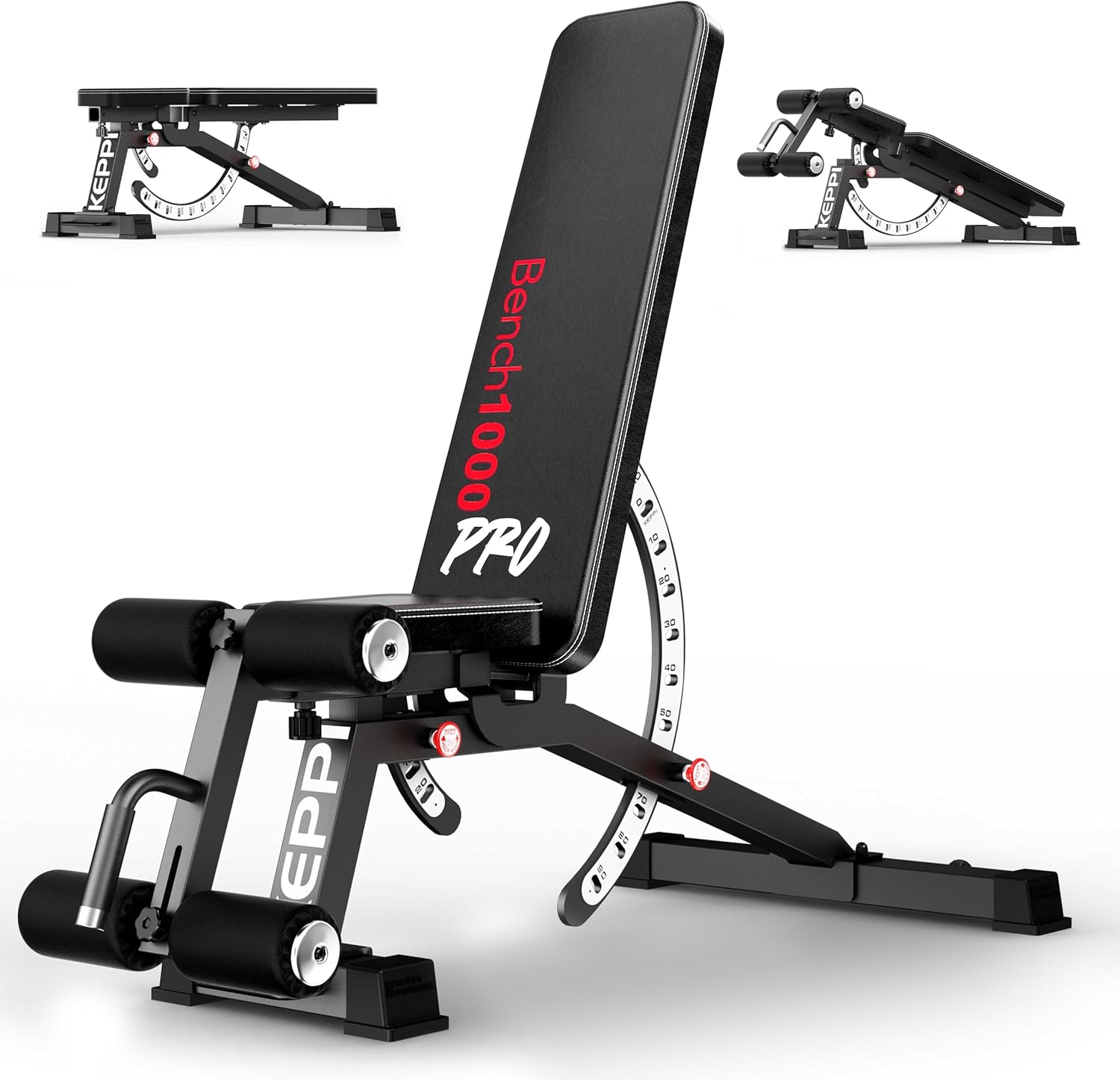 Keppi Weight Bench, 600kg Capacity Gym Bench for Home Bench Press Strength Training, Workout Bench with Removable Foot Catch for ABS Sit Up Full Body Fitness - Bench1000 Pro