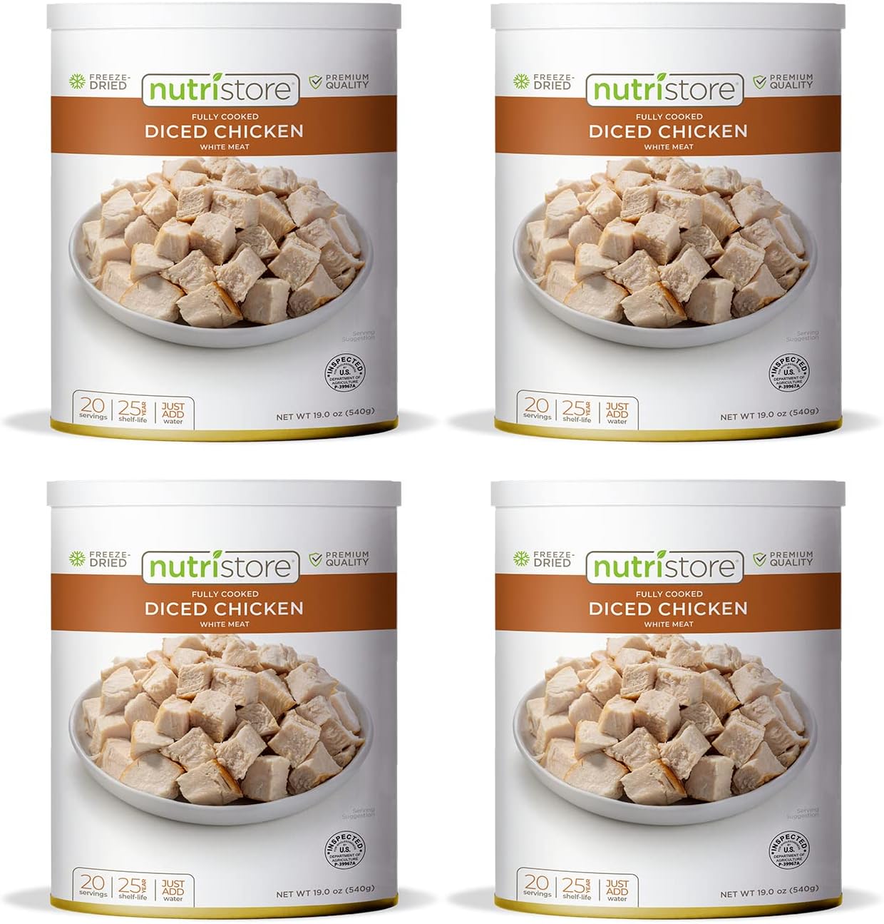 Nutristore Freeze Dried Chicken | 80 Large Servings | Premium Quality | USDA Inspected | Amazing Taste | Perfect for Camping | Survival Food