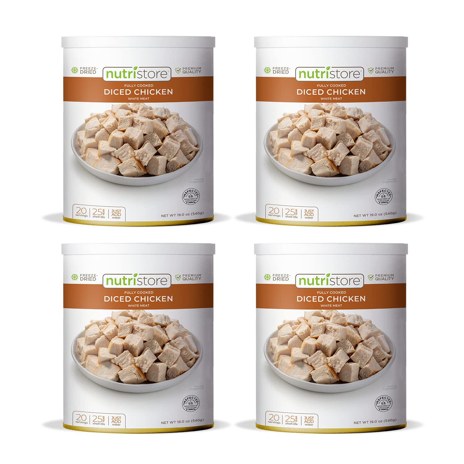 Nutristore Freeze Dried Chicken | 80 Large Servings | Premium Quality | USDA Inspected | Amazing Taste | Perfect for Camping | Survival Food