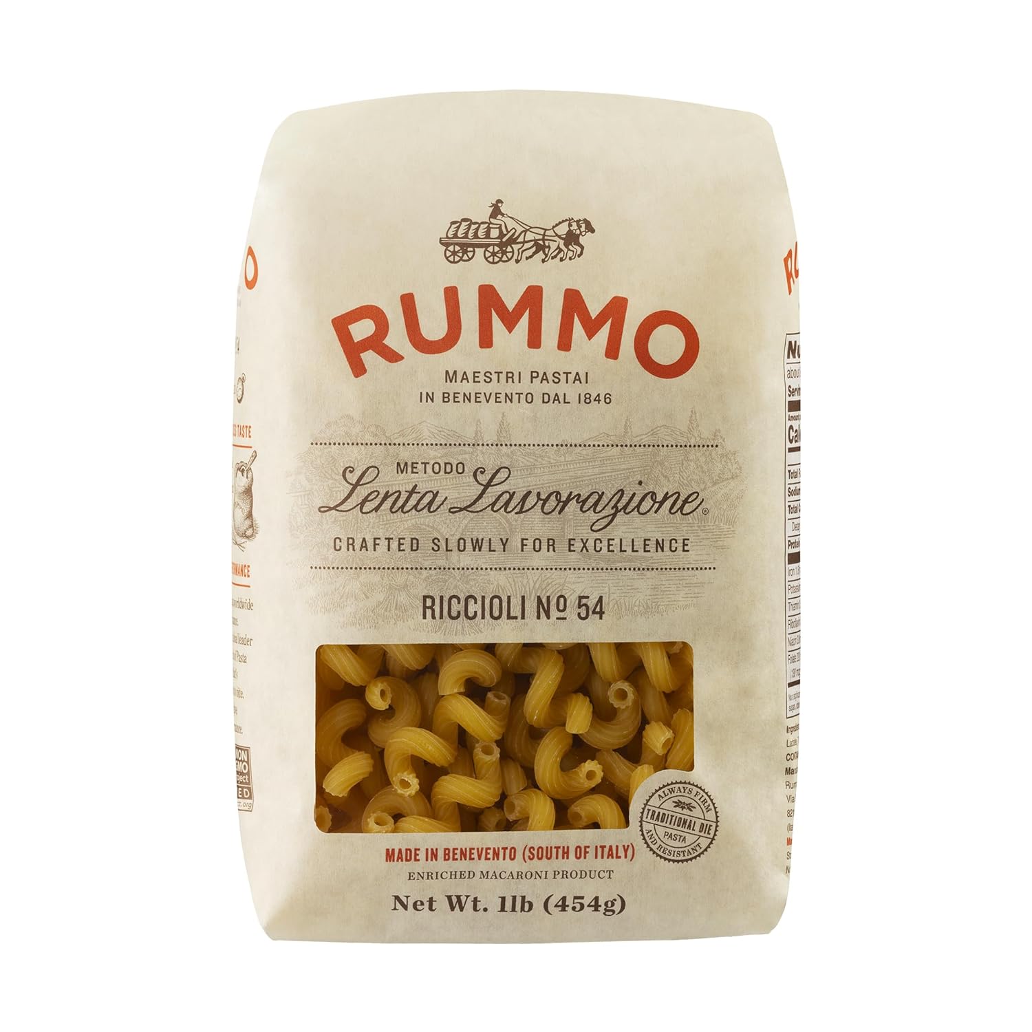 Rummo Pasta N.54 - Cavatappi Corkscrew Noodles, Dry Durum Wheat Spiral Pasta, Imported from Italy - 16 Ounce (Pack of 5)
