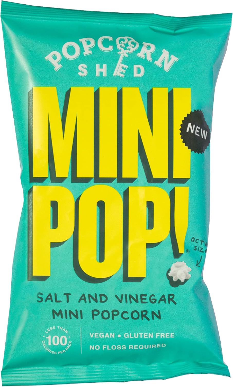 Popcorn Shed Mini Pop! Salt & Vinegar Popcorn, Vegan Salt and Vinegar Flavoured Mini Popcorn, Low Calorie and Gluten Free, 22g