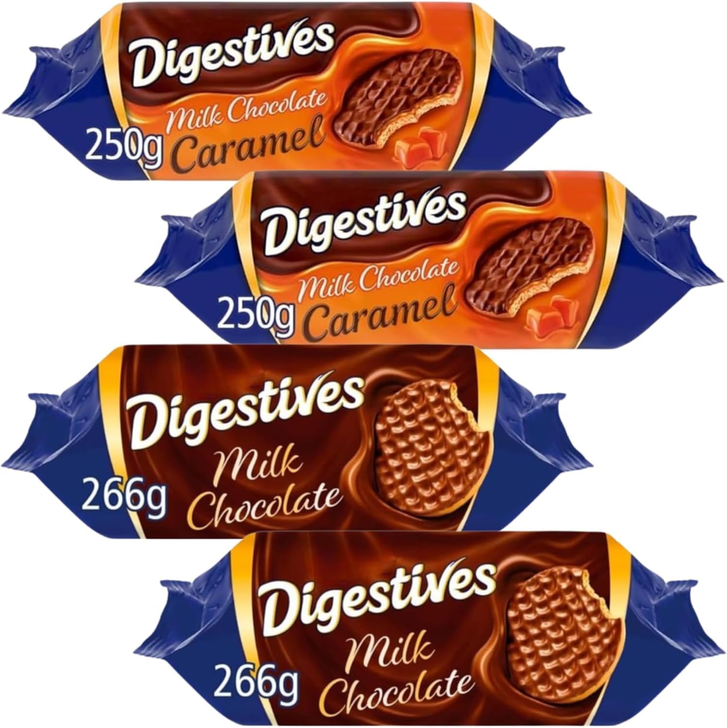 Biscuit Bundle With McVities Milk Chocolate Digestives x2 266g & Milk Chocolate Caramel Digestives x2 250g (4 Pack)
