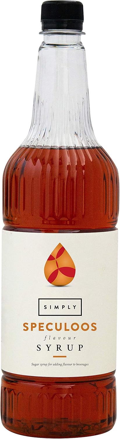 Simply Speculoos Caramelised Biscuit Syrup, Vegan & Nut Free Flavoured Syrup for Coffee, Cocktails & Baking (1 Litre)