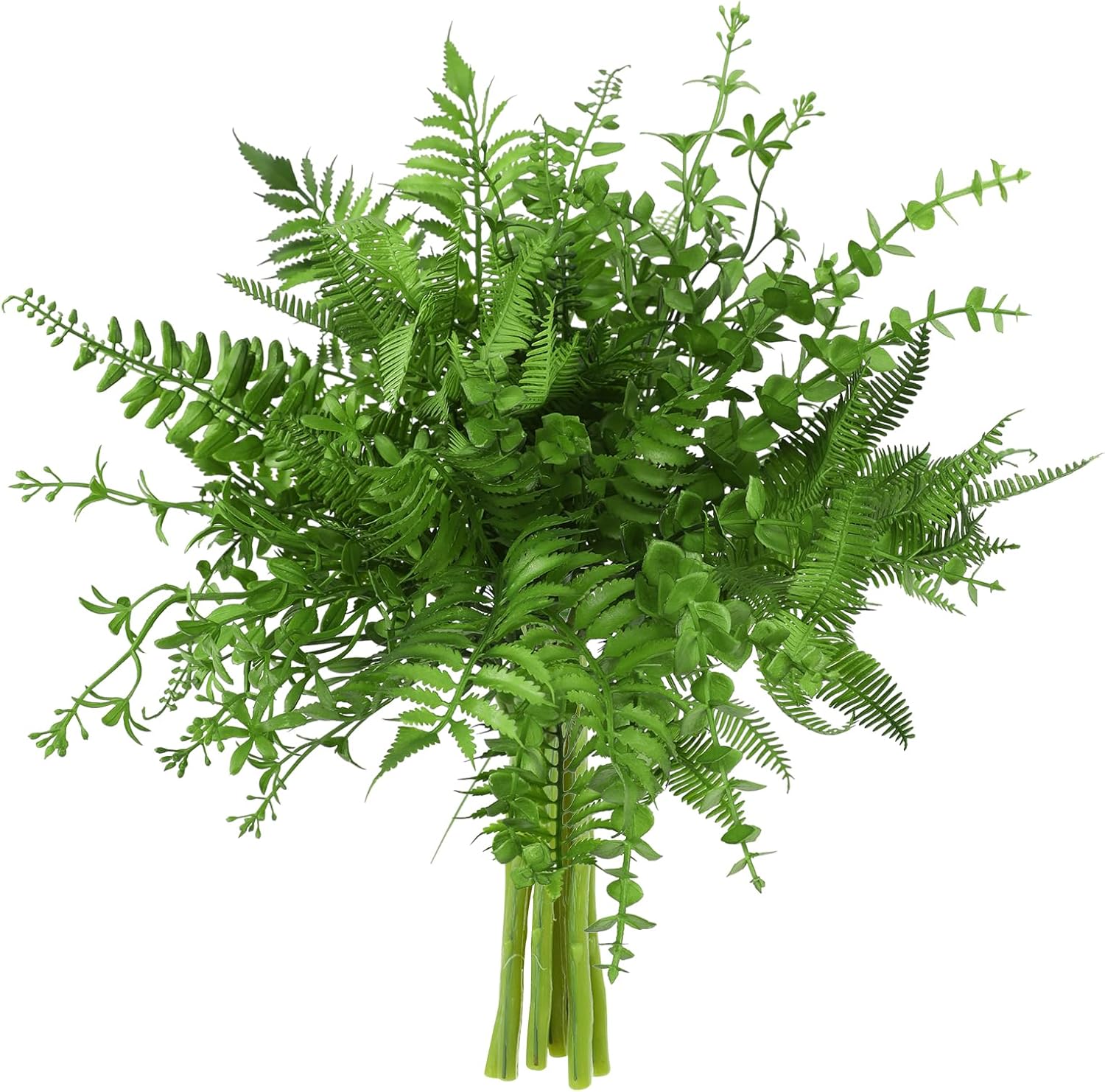 Floralsecret 10pcs Artificial Boston Fern Plants Faux Greenery Eucalyptus Stems for Home Garden Office Floral Arrangements Table Centerpieces Indoor Outdoor Decor