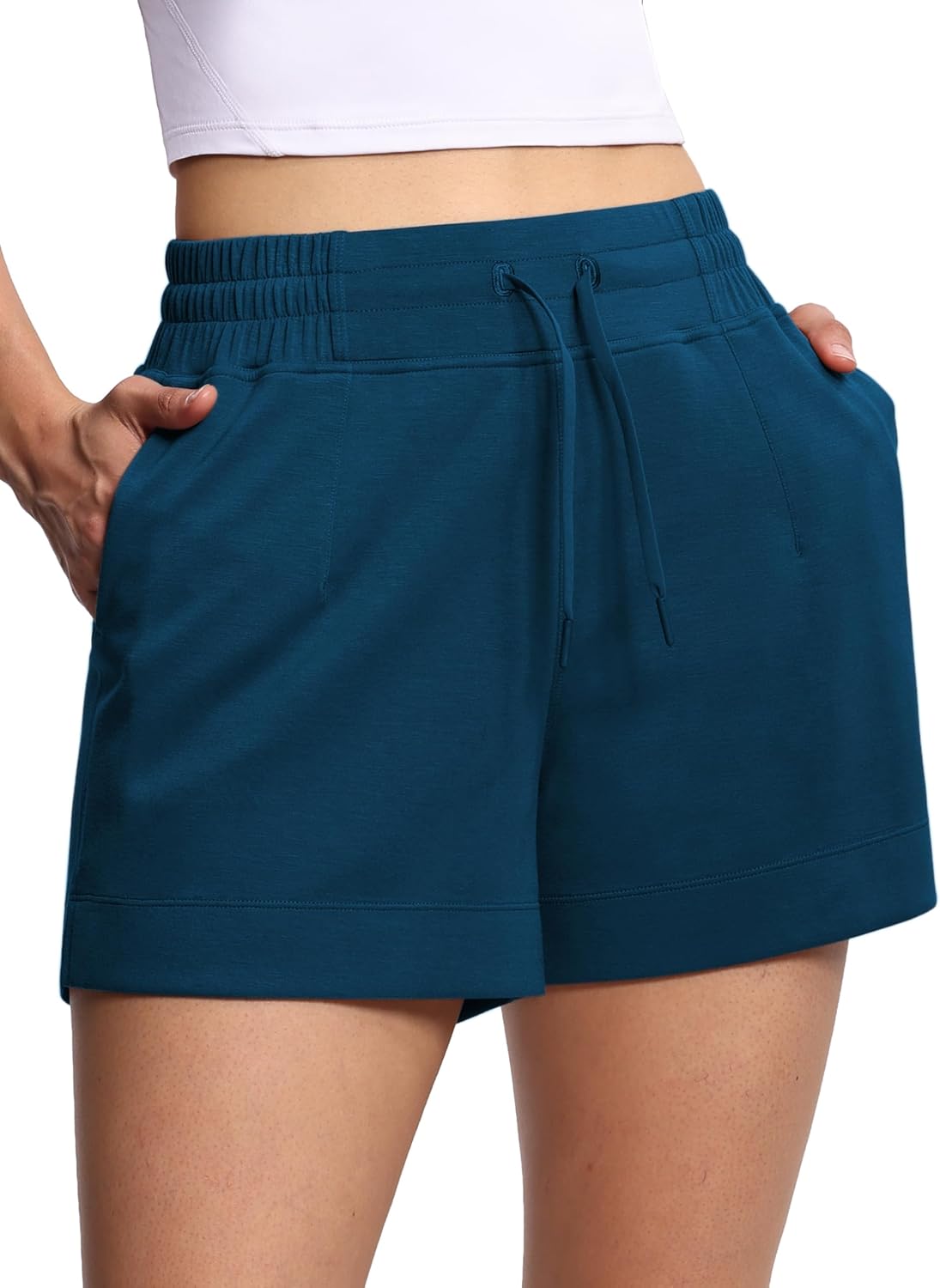 THE GYM PEOPLE Women's Drawstring Sweat Shorts High Waisted Summer Workout Lounge Shorts with Pockets