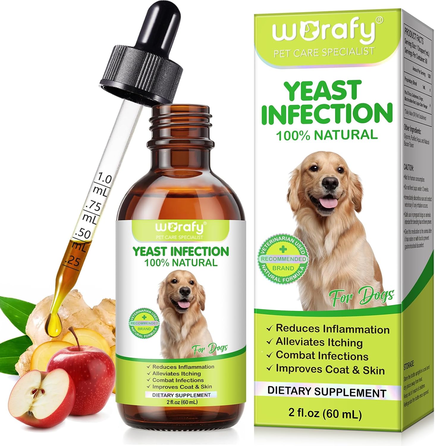 WooJianfong Yeast Infection Treatment for Dogs, Naturally Supports Dog Healthy Itch Relief, Ear Infection Treatment, Dogs Allergy Relief, Inflammation Relief,2oz