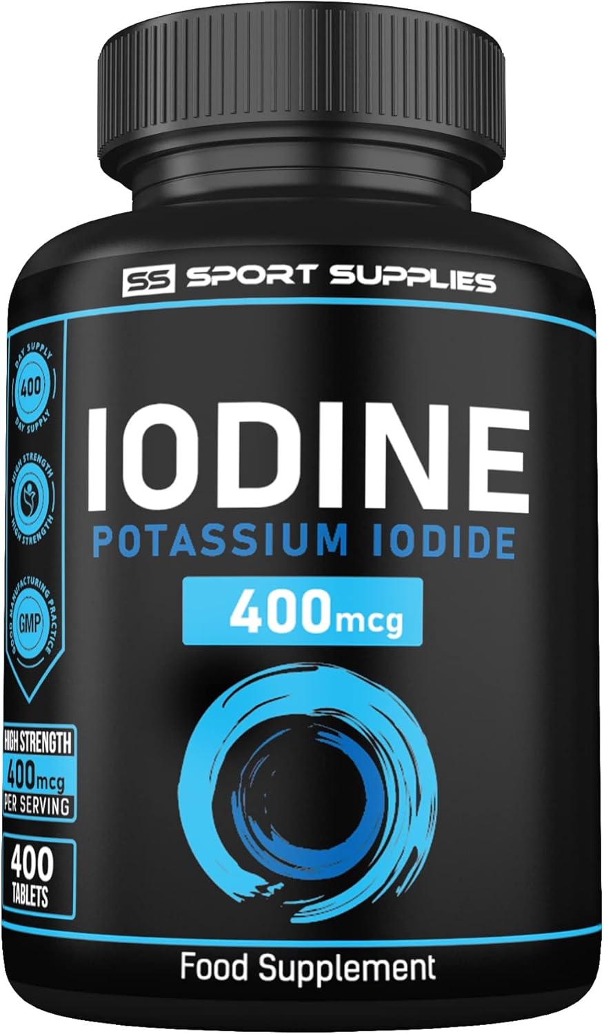 Iodine Supplement 400mcg (Over 1 Year Supply) - 400 Vegan Tablets - High Strength Natural Source of Iodine from Potassium Iodide - UK Made
