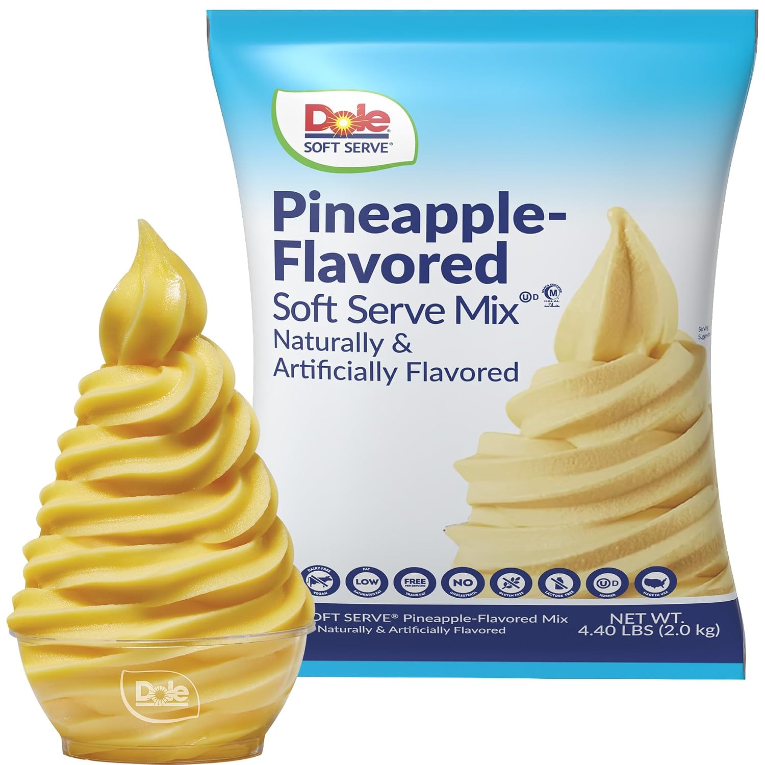 Dole Pineapple Soft Serve Mix, Dairy-Free Frozen Dessert Mix, 4.4 lb