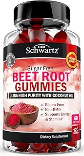 Sugar Free Beet Root Gummies - Nitric Oxide Beet Chews Infused with Coconut Oil for Highest Absorption - Supports Energy & Whole Body Health - Delicious Strawberry Flavor - 120 Count (60 Day Supply)
