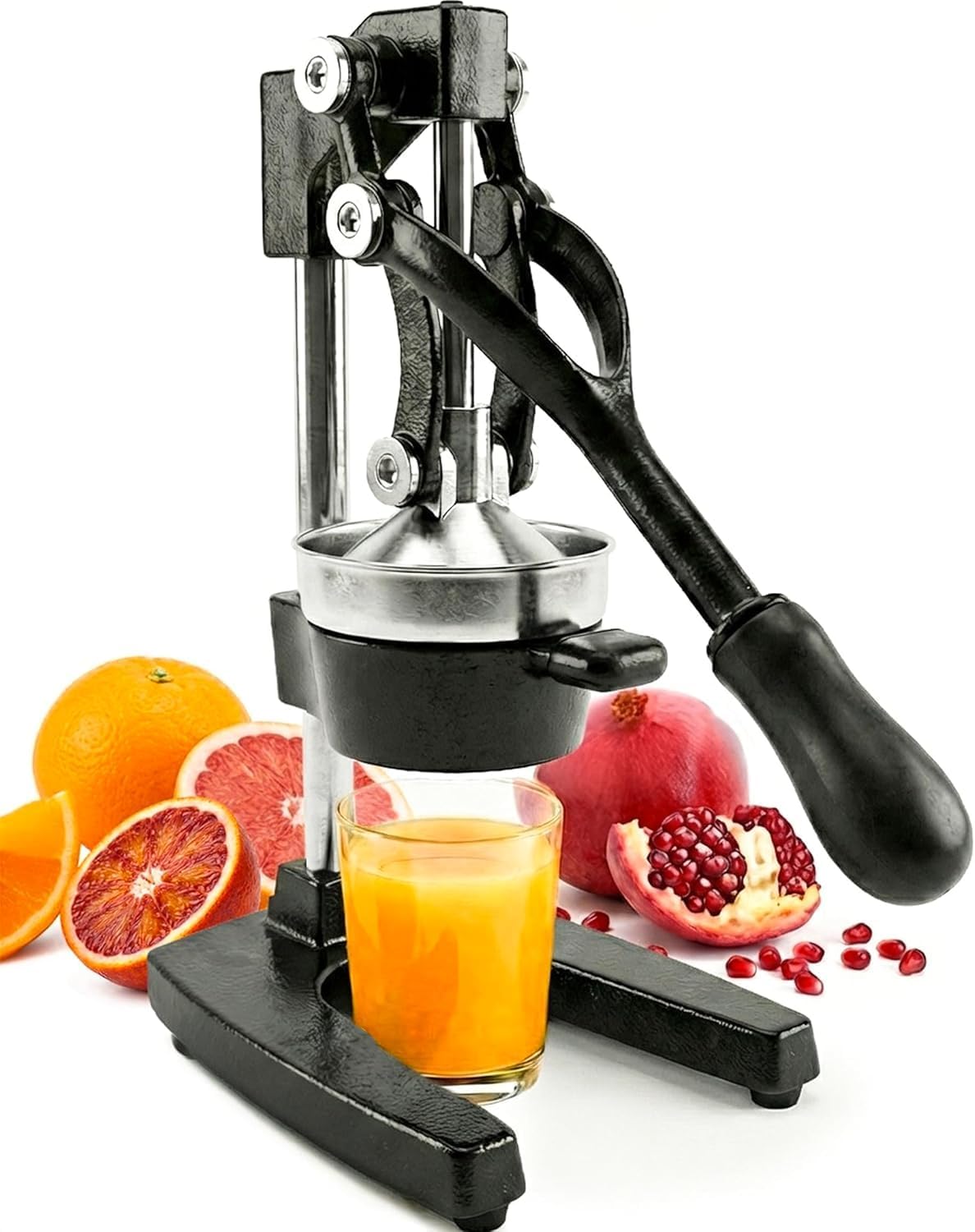 Eurolux Ultra-Premium Cast Iron Juicer | Extra-Large, Heavy Duty, Commercial Grade, Stainless Steel Manual Hand Press Citrus Squeezer For Fresh Orange Juice, Pomegranate, Lemon, and Much More (Black)