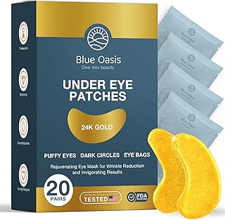 Under Eye Patches for Puffy Eyes and Dark Circles – 24k Gold Under Eye Mask Patches for Puffiness, Beauty & Personal Care Products – Under Eye Masks 20 Pairs Gold Under Eye Patches for Puffy Eyes