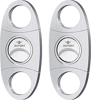 roygra Cigar Cutter 2 Pack, Stainless Steel Double Blade Guillotine (Silver)