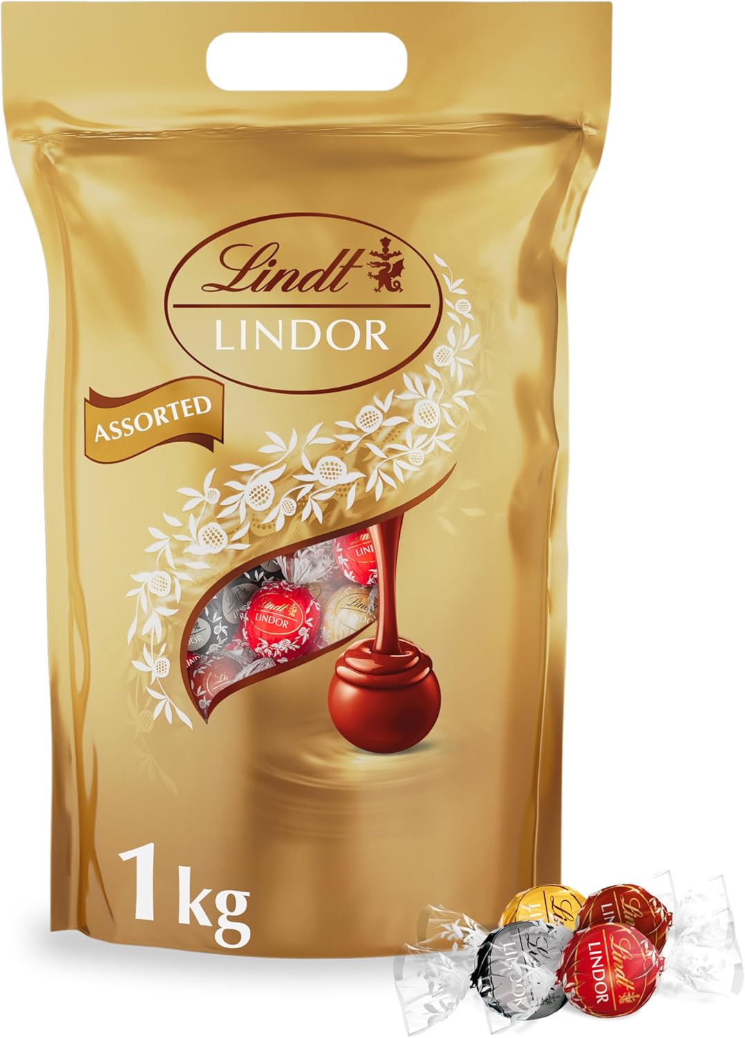Lindt Lindor Assorted Chocolate Truffles Bag - Approx 80 balls, 1kg - Chocolate Truffles with a Smooth Melting Filling - Gift Present or Sharing Box - Easter, Birthday, Congratulations