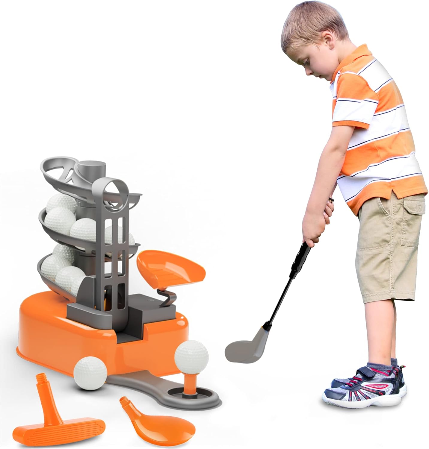 iPlay, iLearn Kids Golf Toys Set W/Left & Right Club Head, Boys Outdoor Sport Toy Age 3-5, Toddler Indoor Golf Ball Game, Child Exercise Active, Yard Play Birthday Gift 4 6 7 8 Year Olds Toddler Girl