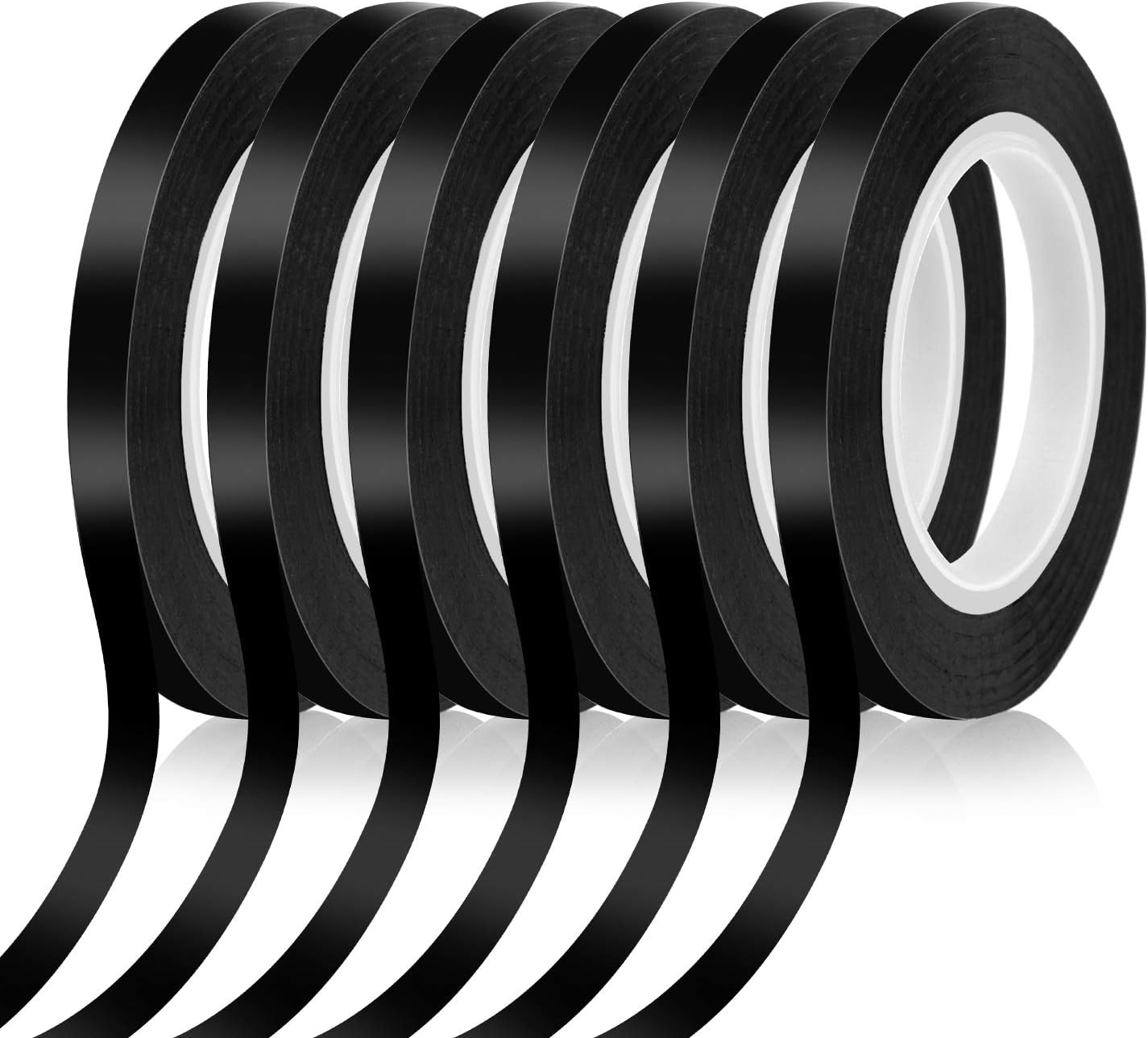 Audab 6 Rolls 1/4 Pinstripe Tape Vinyl Chart Tape White Board Tape Lines Dry Erase Whiteboard Thin Tape Pinstriping Graphic Grid Marking Tape