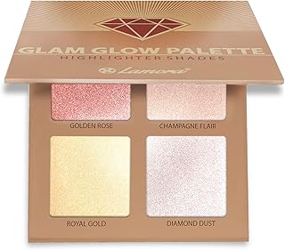 Highlighter Palette Highlighter Makeup Iluminador - Glow Bronzer Powder Makeup Highlighter Kit With Mirror - 4 Highly Pigmented Face Highlighter Shimmer Colors - Vegan, Cruelty Free & Hypoallergenic