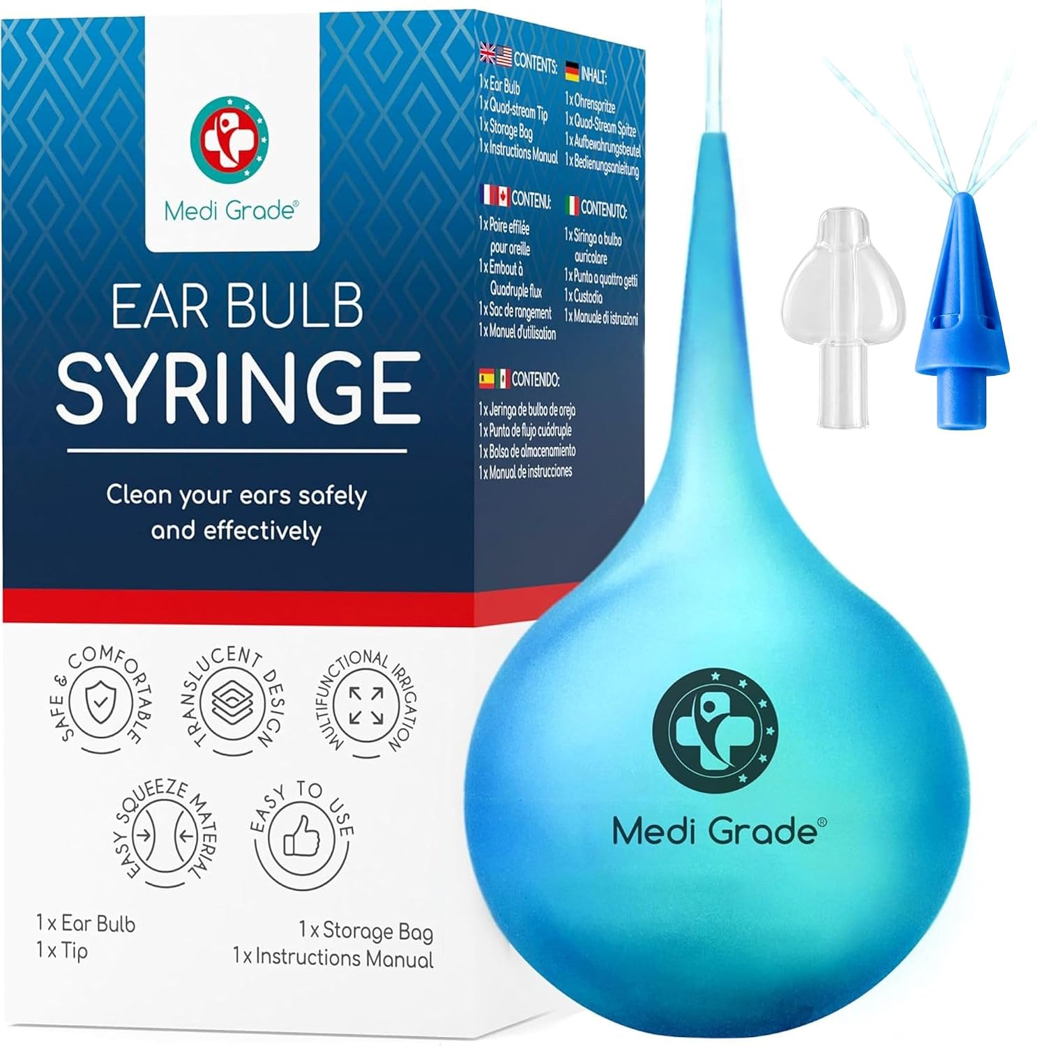 Medi Grade Ear Wax Removal Bulb Syringe 2.54 fl oz, Ear Cleaner Irrigation
