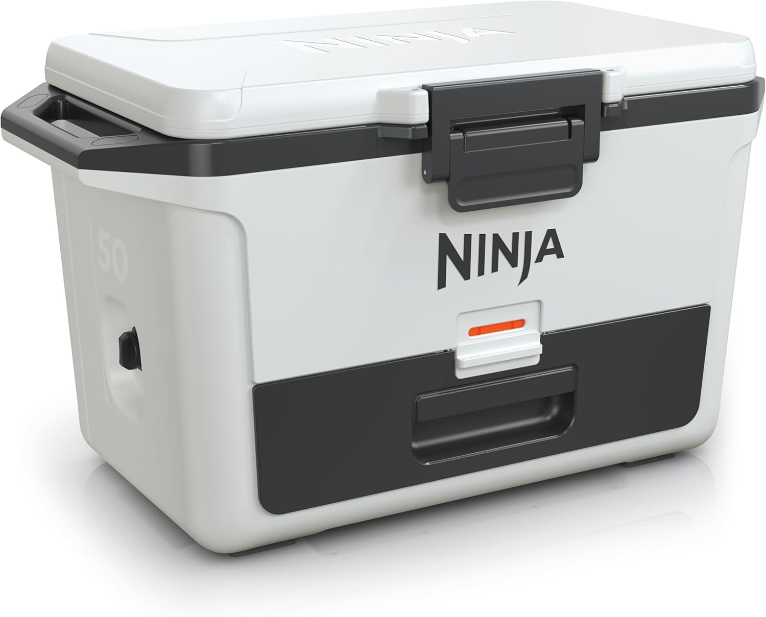 Ninja FrostVault Hard Cooler 47L, Cool Box, Holds Ice up to 6 Days, Integrated Dry Storage Drawer with Refrigerator Temperature, for 80 Cans, Cloud White FB151EUWH