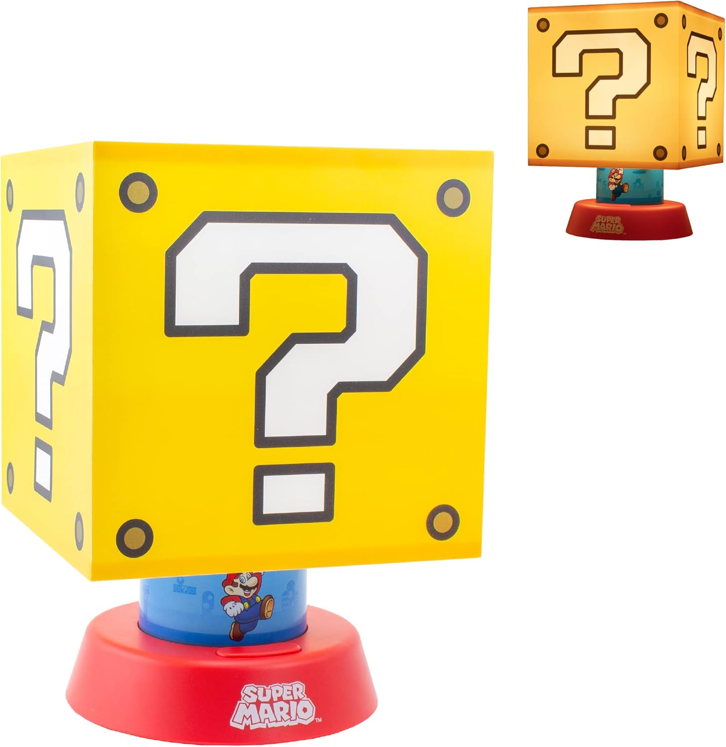 Super Mario Question Block Lamp - Officially Licensed Nintendo Merchandise with Three Brightness Settings and Auto Shut Off, Home or Office Decor, Gift for Mario Bros Fans | Paladone