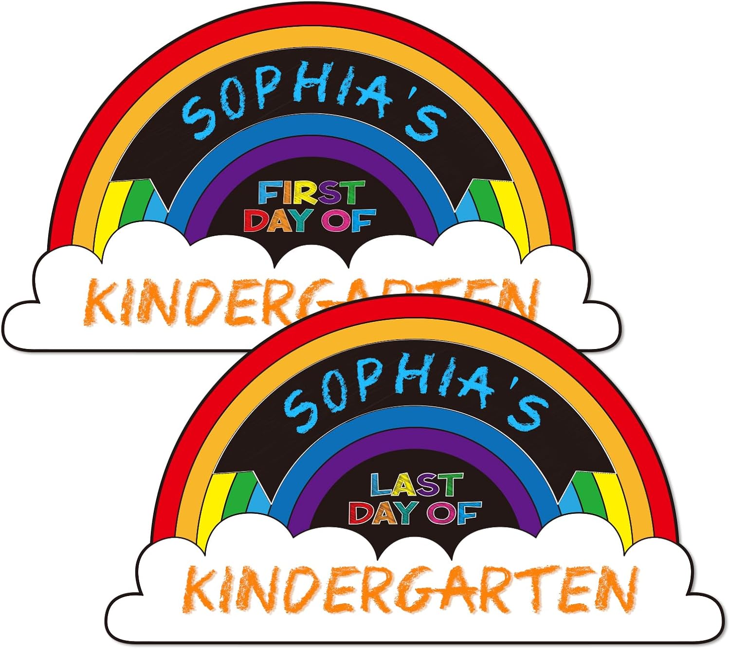 WaaHome First Day of School Sign Rainbow First and Last Day of School Board Back to School Chalkboard Sign for Kids Girls Boys, 7.8''X13.8'' 1st Day of Kindergarten Preschool Photo Props, Double Sided