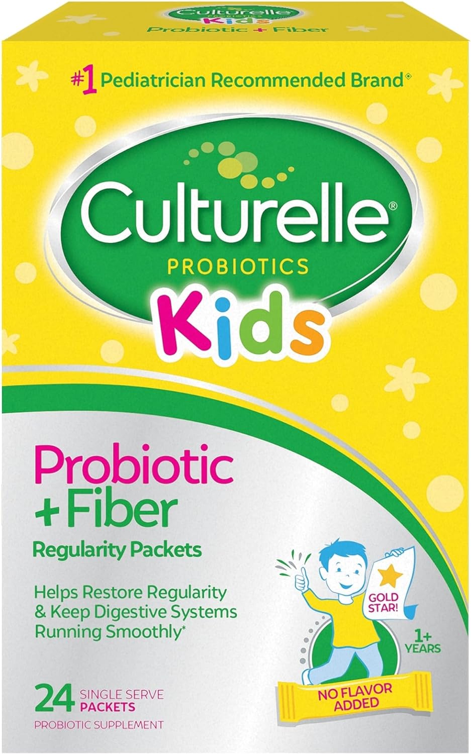Culturelle Kids Probiotic + Fiber Packets (Ages 3+) - 24 Count - Digestive Health & Immune Support - Helps Restore Regularity (Packaging may vary)