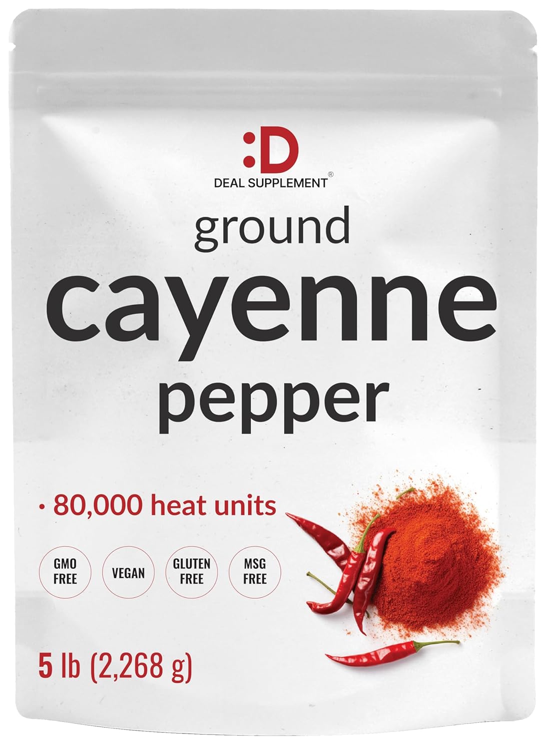 Ground Cayenne Pepper Powder, 5 Pounds – Extra Hot 80,000 Heat Units – Raw Spicy Red Pepper Flavor – Great Home Cooking Spice – Deters Animals from Garden – Non-GMO, MSG Free